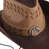 Maxbell Western Cowboy Hat Wide Roll up Brim Hombre Caps Fashion Sombrero PU Leather 2 Colors