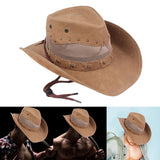 Maxbell Western Cowboy Hat Wide Roll up Brim Hombre Caps Fashion Sombrero PU Leather Mesh