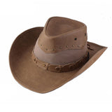 Maxbell Western Cowboy Hat Wide Roll up Brim Hombre Caps Fashion Sombrero PU Leather Mesh