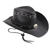 Maxbell Western Cowboy Hat Wide Roll up Brim Hombre Caps Fashion Sombrero PU Leather Black