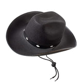 Maxbell Western Felt Cowboy Hat with Drawstring Rope Jazz Top Hat for Dress up Black