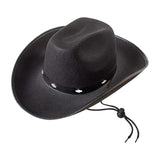 Maxbell Western Felt Cowboy Hat with Drawstring Rope Jazz Top Hat for Dress up Black