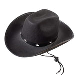 Maxbell Western Felt Cowboy Hat with Drawstring Rope Jazz Top Hat for Dress up Black