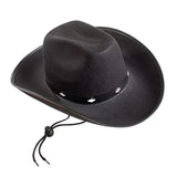 Maxbell Western Felt Cowboy Hat with Drawstring Rope Jazz Top Hat for Dress up Black