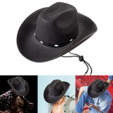 Maxbell Western Felt Cowboy Hat with Drawstring Rope Jazz Top Hat for Dress up Black