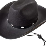 Maxbell Western Felt Cowboy Hat with Drawstring Rope Jazz Top Hat for Dress up Black