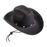 Maxbell Western Felt Cowboy Hat with Drawstring Rope Jazz Top Hat for Dress up Black