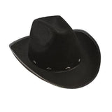 Maxbell Western Felt Cowboy Hat with Drawstring Rope Jazz Top Hat for Dress up Black