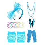 Maxbell Costume Accessories Set Headband Outfit for Stage Performance Dance Events Light Blue