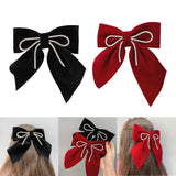 Maxbell Velvet Hair Bows Hair Clips French Hair Barrettes Headwear Girls Toddlers Black