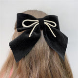 Maxbell Velvet Hair Bows Hair Clips French Hair Barrettes Headwear Girls Toddlers Black