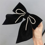 Maxbell Velvet Hair Bows Hair Clips French Hair Barrettes Headwear Girls Toddlers Black
