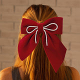 Maxbell Velvet Hair Bows Hair Clips French Hair Barrettes Headwear Girls Toddlers Dark Red