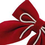 Maxbell Velvet Hair Bows Hair Clips French Hair Barrettes Headwear Girls Toddlers Dark Red