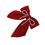 Maxbell Velvet Hair Bows Hair Clips French Hair Barrettes Headwear Girls Toddlers Dark Red