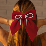 Maxbell Velvet Hair Bows Hair Clips French Hair Barrettes Headwear Girls Toddlers Dark Red