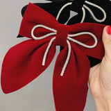 Maxbell Velvet Hair Bows Hair Clips French Hair Barrettes Headwear Girls Toddlers Dark Red