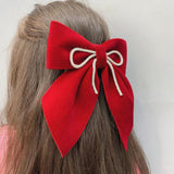 Maxbell Velvet Hair Bows Hair Clips French Hair Barrettes Headwear Girls Toddlers Dark Red
