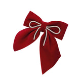 Maxbell Velvet Hair Bows Hair Clips French Hair Barrettes Headwear Girls Toddlers Dark Red