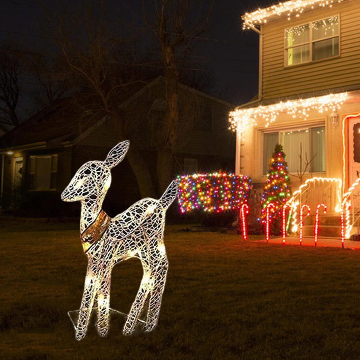 Maxbell Christmas Reindeers Light Xmas Garden Lights for Pathway Garden Holiday S