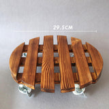 Maxbell Movable Wooden Flowerpot Rack with Lockable Brake Rolling Caster for Corner Round 30cm