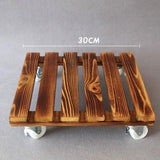 Maxbell Movable Wooden Flowerpot Rack with Lockable Brake Rolling Caster for Corner Square 30cm