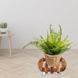 Maxbell Movable Wooden Flowerpot Rack with Lockable Brake Rolling Caster for Corner Round 25cm