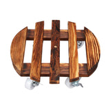 Maxbell Movable Wooden Flowerpot Rack with Lockable Brake Rolling Caster for Corner Round 25cm