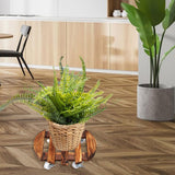 Maxbell Movable Wooden Flowerpot Rack with Lockable Brake Rolling Caster for Corner Round 25cm