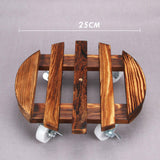 Maxbell Movable Wooden Flowerpot Rack with Lockable Brake Rolling Caster for Corner Round 25cm
