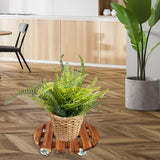 Maxbell Movable Wooden Flowerpot Rack with Lockable Brake Rolling Caster for Corner Round 40cm