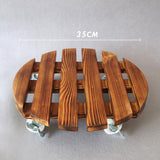 Maxbell Movable Wooden Flowerpot Rack with Lockable Brake Rolling Caster for Corner Round 35cm