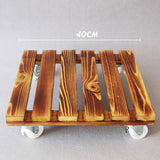 Maxbell Movable Wooden Flowerpot Rack with Lockable Brake Rolling Caster for Corner Square 40cm