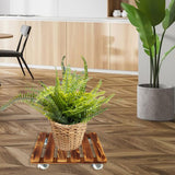 Maxbell Movable Wooden Flowerpot Rack with Lockable Brake Rolling Caster for Corner Square 40cm