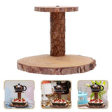 Maxbell Wood Cake Stand Rustic Food Riser Decorative Tray for Cookie Decor 2 Wood Chips