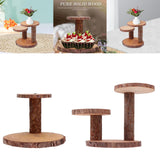 Maxbell Wood Cake Stand Rustic Food Riser Decorative Tray for Cookie Decor 2 Wood Chips