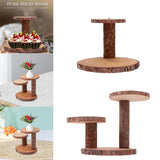 Maxbell Wood Cake Stand Rustic Food Riser Decorative Tray for Cookie Decor 2 Wood Chips