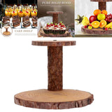 Maxbell Wood Cake Stand Rustic Food Riser Decorative Tray for Cookie Decor 2 Wood Chips