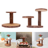 Maxbell Wood Cake Stand Rustic Food Riser Decorative Tray for Cookie Decor 2 Wood Chips