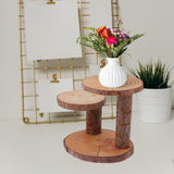 Maxbell Wood Cake Stand Rustic Food Riser Decorative Tray for Cookie Decor 3 Wooden Chips