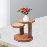 Maxbell Wood Cake Stand Rustic Food Riser Decorative Tray for Cookie Decor 3 Wooden Chips