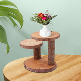 Maxbell Wood Cake Stand Rustic Food Riser Decorative Tray for Cookie Decor 3 Wooden Chips