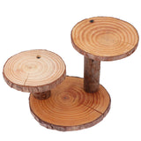 Maxbell Wood Cake Stand Rustic Food Riser Decorative Tray for Cookie Decor 3 Wooden Chips