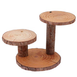 Maxbell Wood Cake Stand Rustic Food Riser Decorative Tray for Cookie Decor 3 Wooden Chips