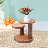 Maxbell Wood Cake Stand Rustic Food Riser Decorative Tray for Cookie Decor 3 Wooden Chips