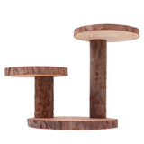 Maxbell Wood Cake Stand Rustic Food Riser Decorative Tray for Cookie Decor 3 Wooden Chips