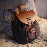 Maxbell Retro Pouch Bag Style Backpack Pockets Cosplay Costume Brown 2