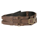 Maxbell Reusable PU Leather Waist Belt Costume Wrap Around Medieval Knight Belt Brown