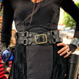 Maxbell Reusable PU Leather Waist Belt Costume Wrap Around Medieval Knight Belt Brown