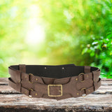 Maxbell Reusable PU Leather Waist Belt Costume Wrap Around Medieval Knight Belt Brown